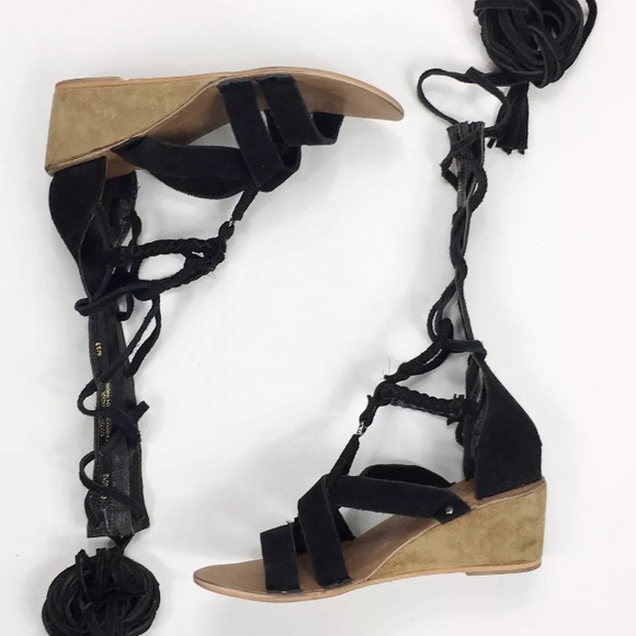NWT 6.5 Free People Black Suede Gladiator Sandals - Picture 4 of 4